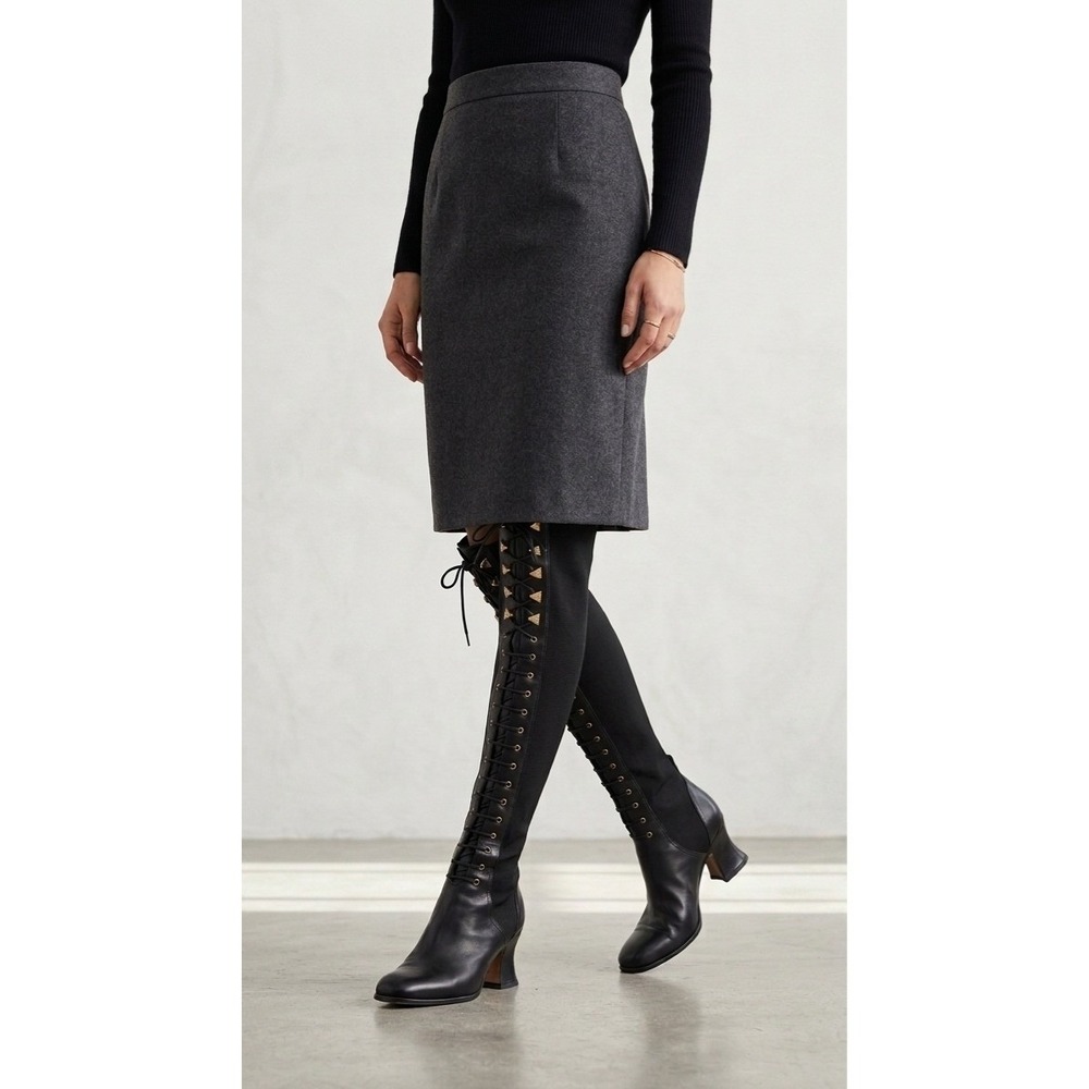 Via Spiga Black‎ Leather Lace Up Knee High Boots Gold Hardware Made in Italy 6.5